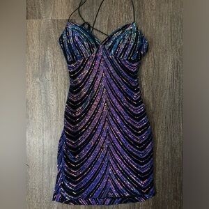 Windsor Iridescent Sequin Homecoming Dress